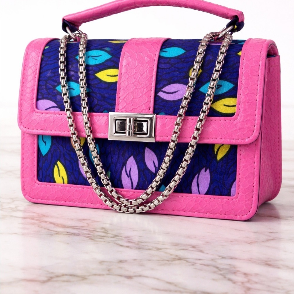 Pink Multicolor Leaf-Print Shoulder Bag - Picture 2 of 2